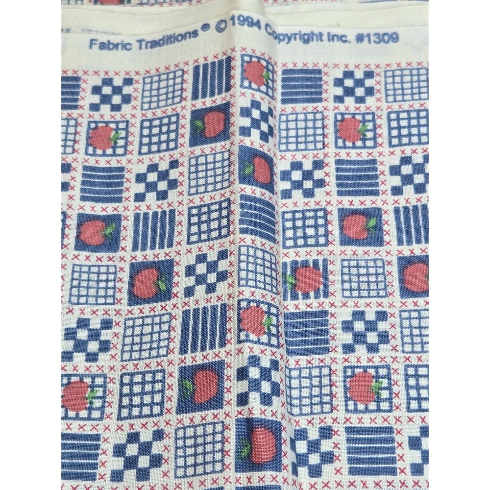 Fabric Traditions 1.28 Yards VTG 1994 Apple Patchwork Cotton Fabric Cottagecore